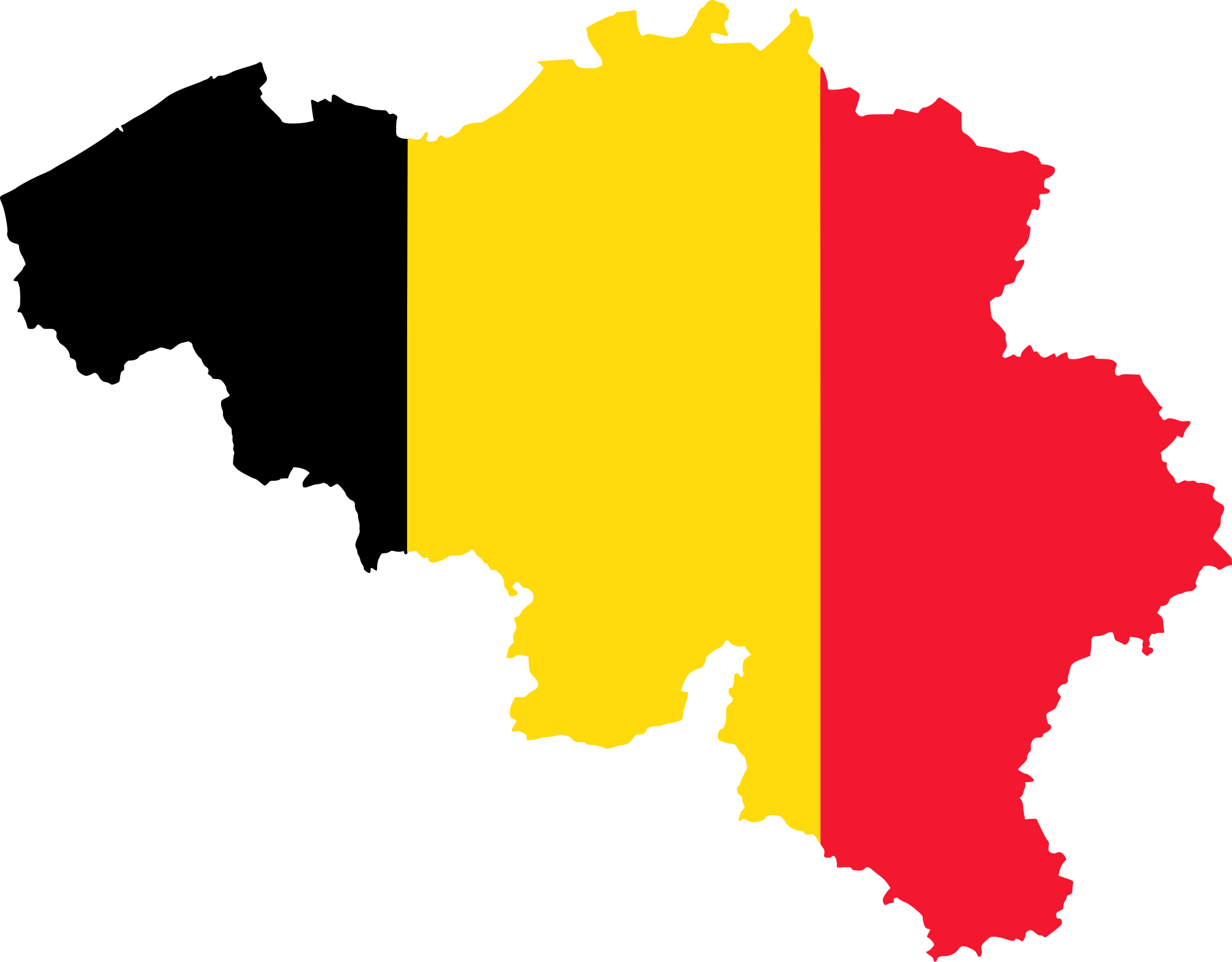 Carte de la Belgique aux couleurs du pays
